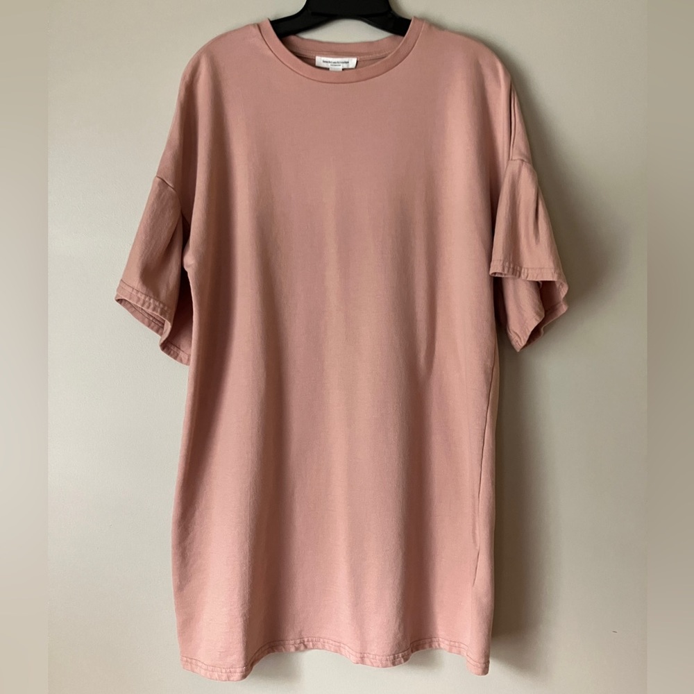 Beach Lunch Lounge Mini dress with ruffle sleeves French terry Med powder pink